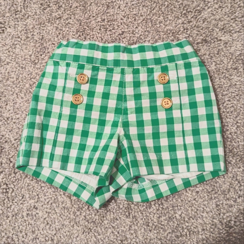 3 For $18 Janie and Jack Green gingham shorts